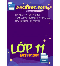 Bài kiểm tra học kỳ 2 môn Toán lớp 12 trường THPT TPhú Lâm năm học 2016 - 2017 mã 132