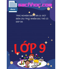 Trắc Nghiệm Sinh 9 Bài 22- Đột Biến Cấu Trúc Nhiễm Sắc Thể Có Đáp Án